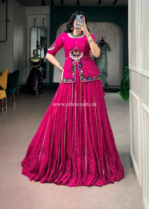 Rani Color Bandhni Printed Chaniya Choli