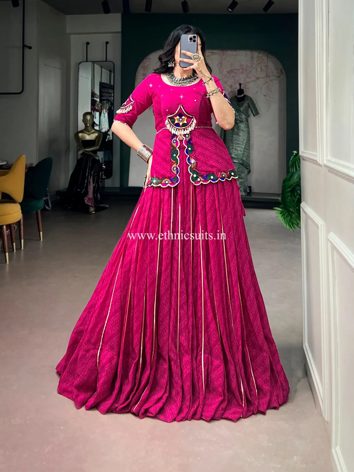 Rani Color Bandhni Printed Chaniya Choli
