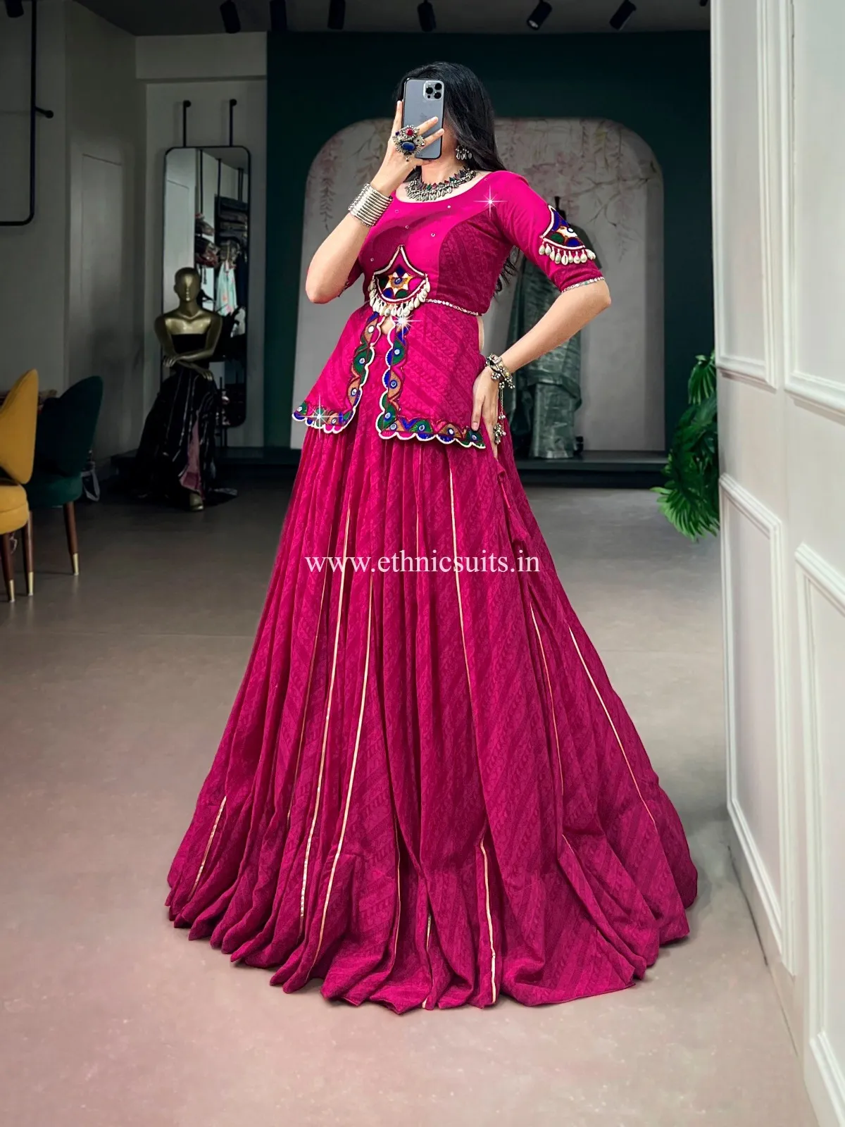 Rani Color Bandhni Printed Chaniya Choli