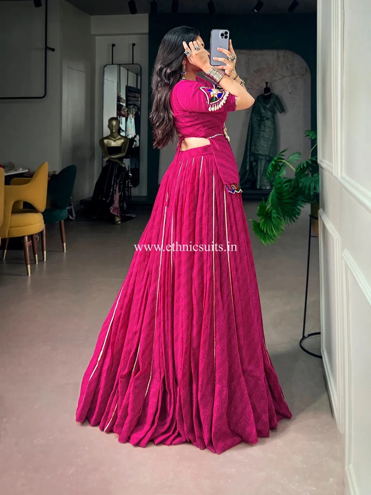 Rani Color Bandhni Printed Chaniya Choli