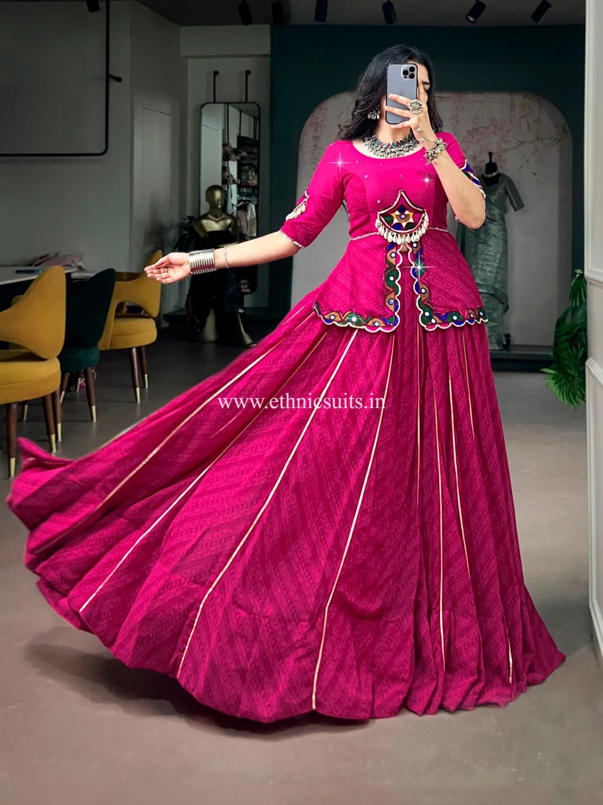 Rani Color Bandhni Printed Chaniya Choli