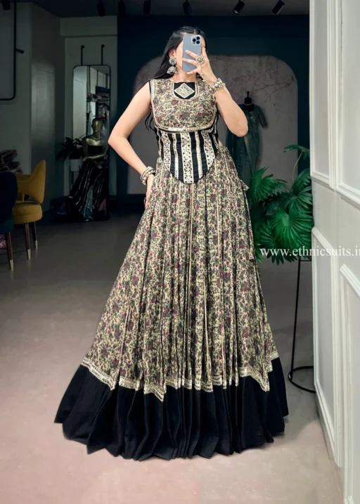 Readymade Printed Black Chaniya Choli