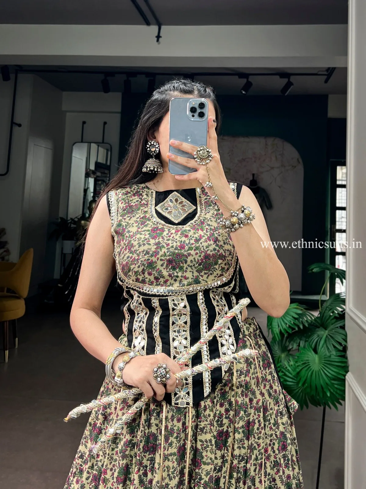 Readymade Printed Black Chaniya Choli