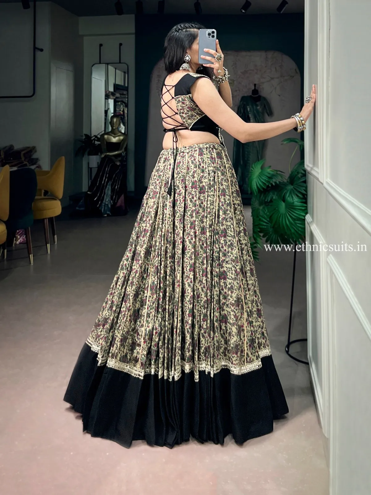Readymade Printed Black Chaniya Choli