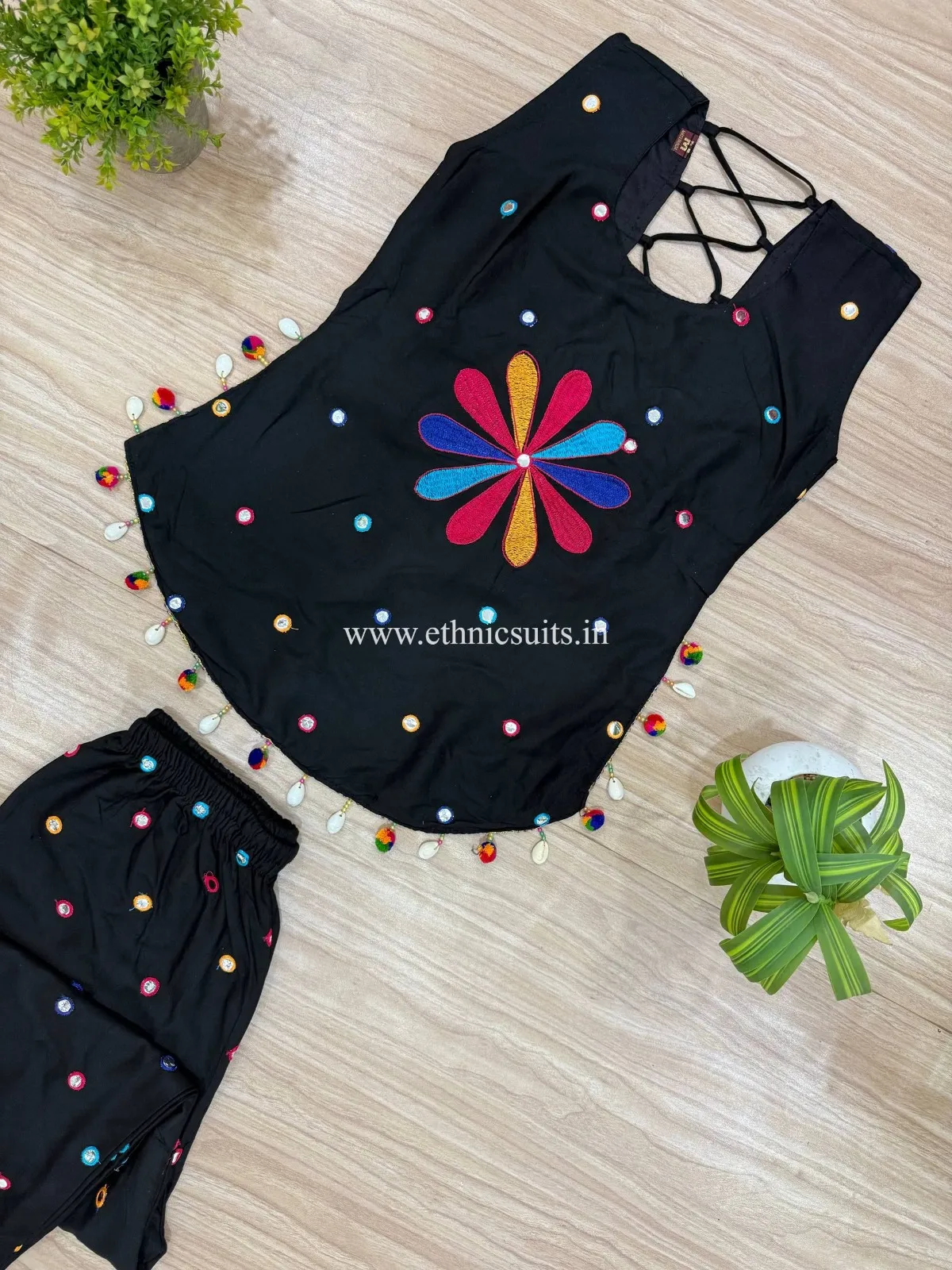 Black Multi Color Co ord Set