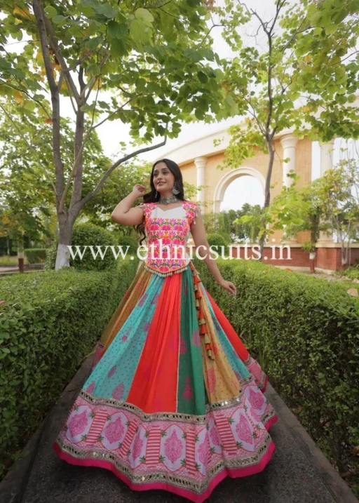 Cotton Printed Chaniya Choli with Mirror work
