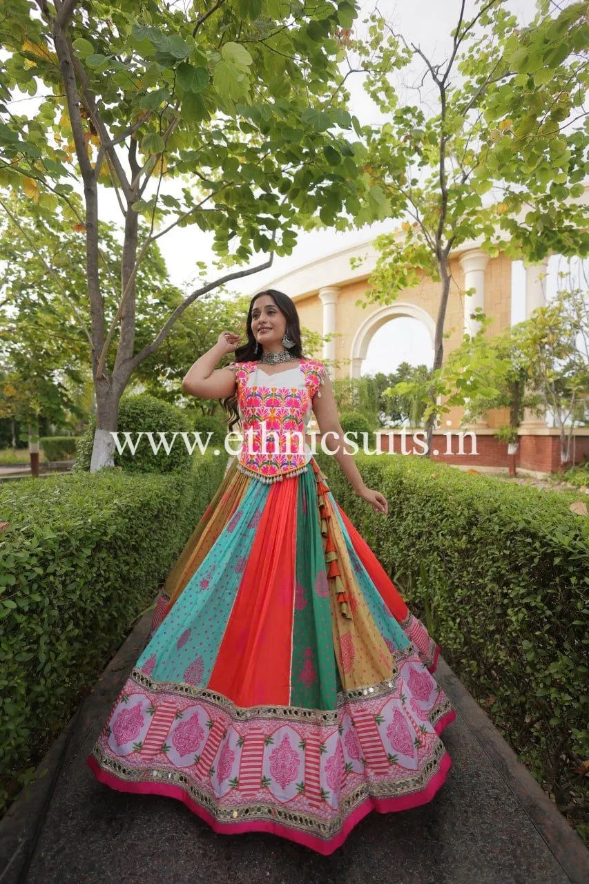 Cotton Printed Chaniya Choli with Mirror work