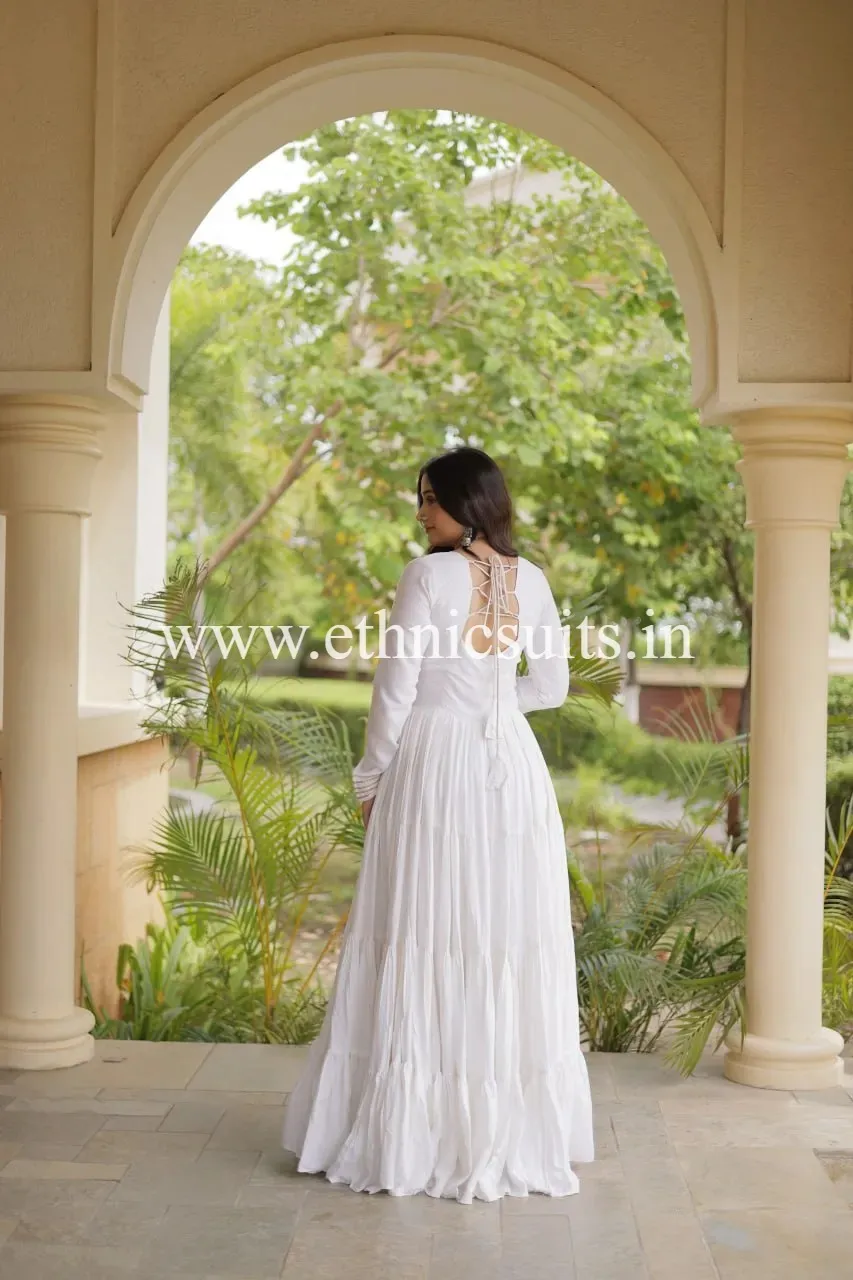 Backless Kutchi work anarkali Gown