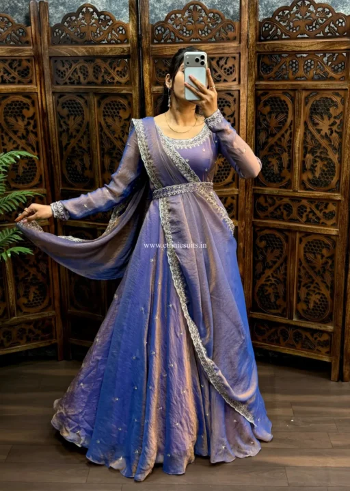 Lavender Color Silk Gown