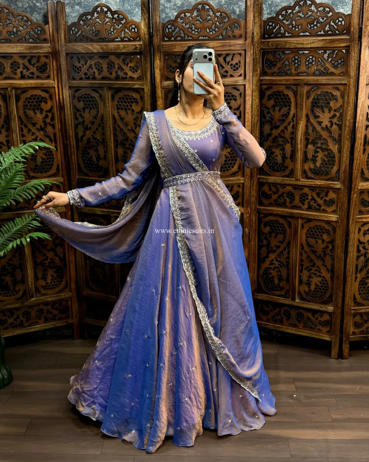 Lavender Color Silk Gown