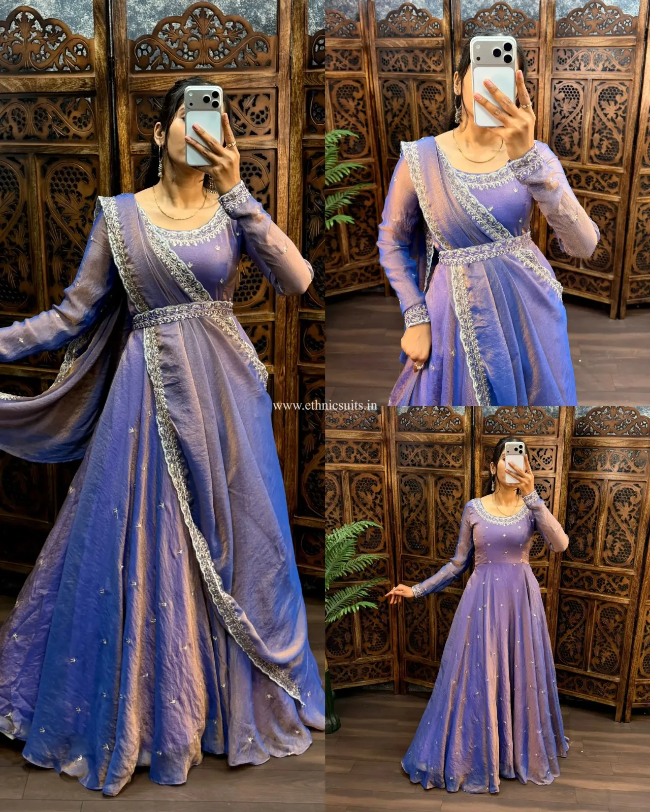 Lavender Color Silk Gown