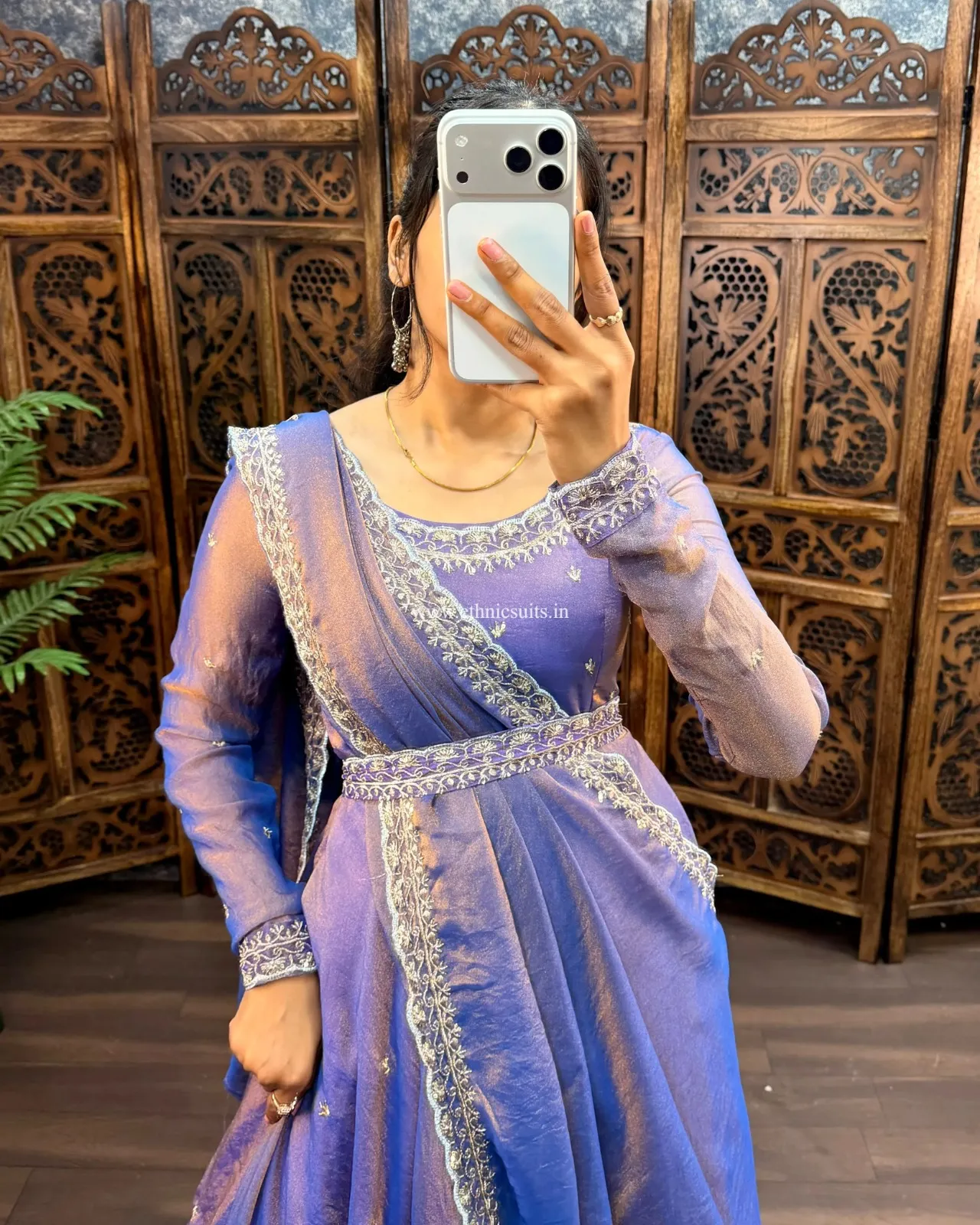 Lavender Color Silk Gown
