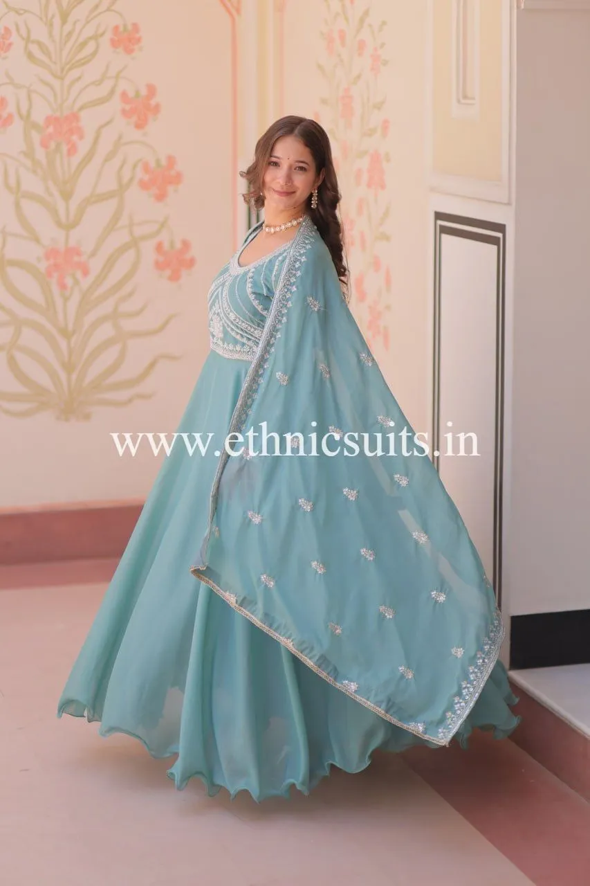 Powder Blue Readymade Gown for Wedding