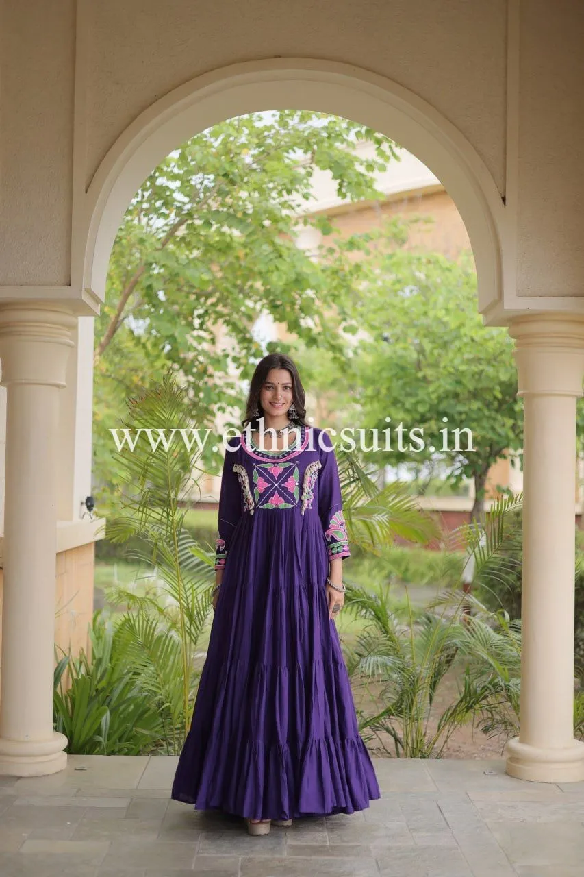 Royal Blue Kutchi Work Gown