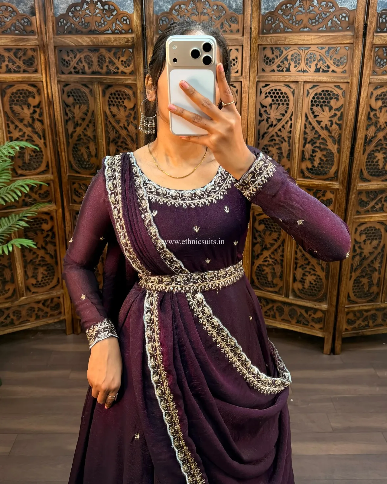 South Special Wine Color Gown with Dupatta