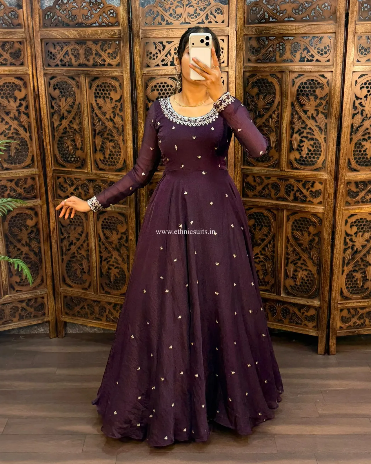 South Special Wine Color Gown with Dupatta