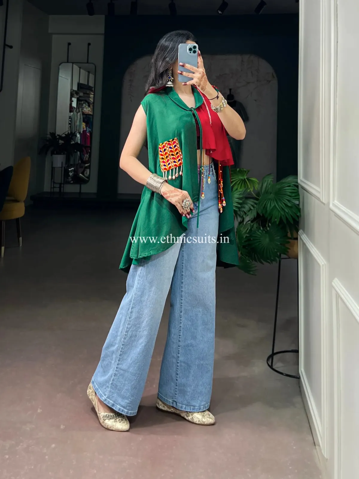Stylish Garba Glam top Style with Jeans