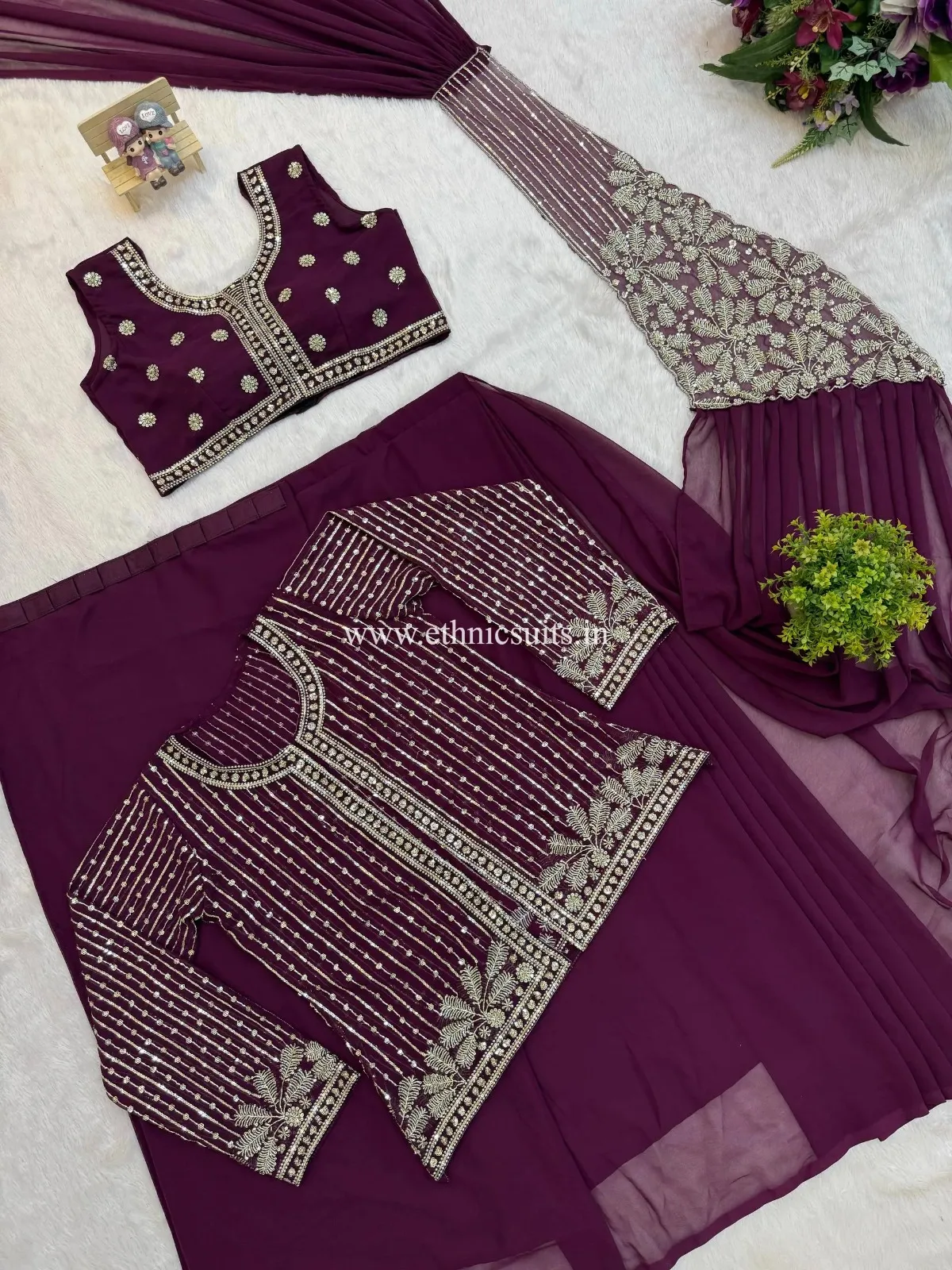 Violet Ready to Wear Saree for wedding