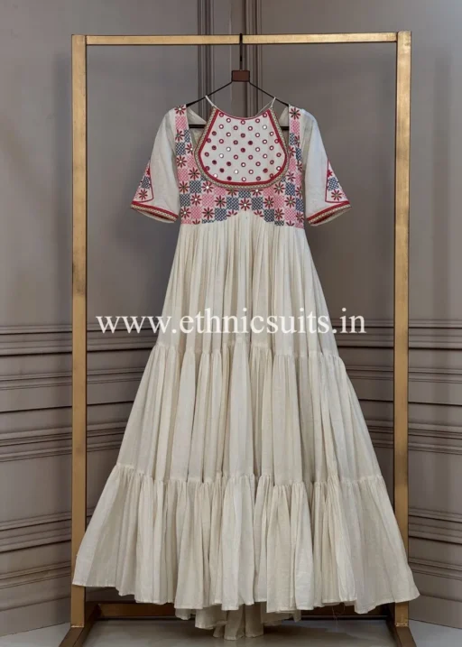 White Navratri Wear Gown