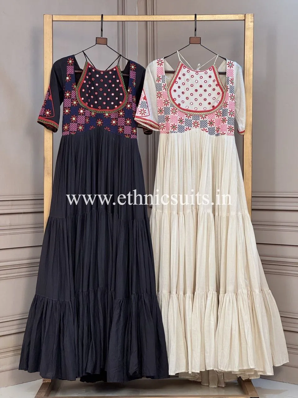 White Navratri Wear Gown