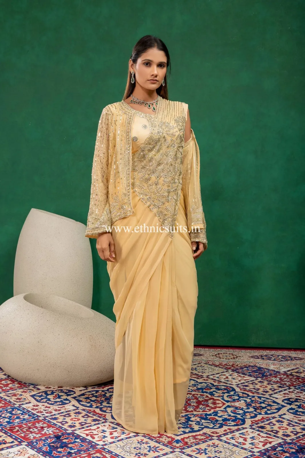 Yellow Color Ready to Wear Saree for Wedding