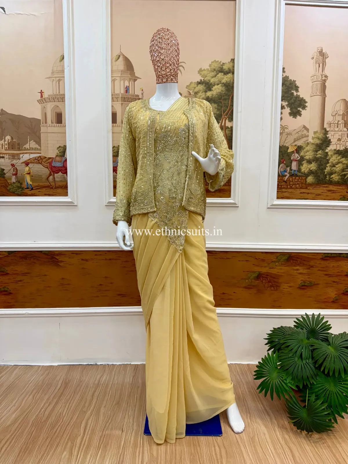 Yellow Color Ready to Wear Saree for Wedding