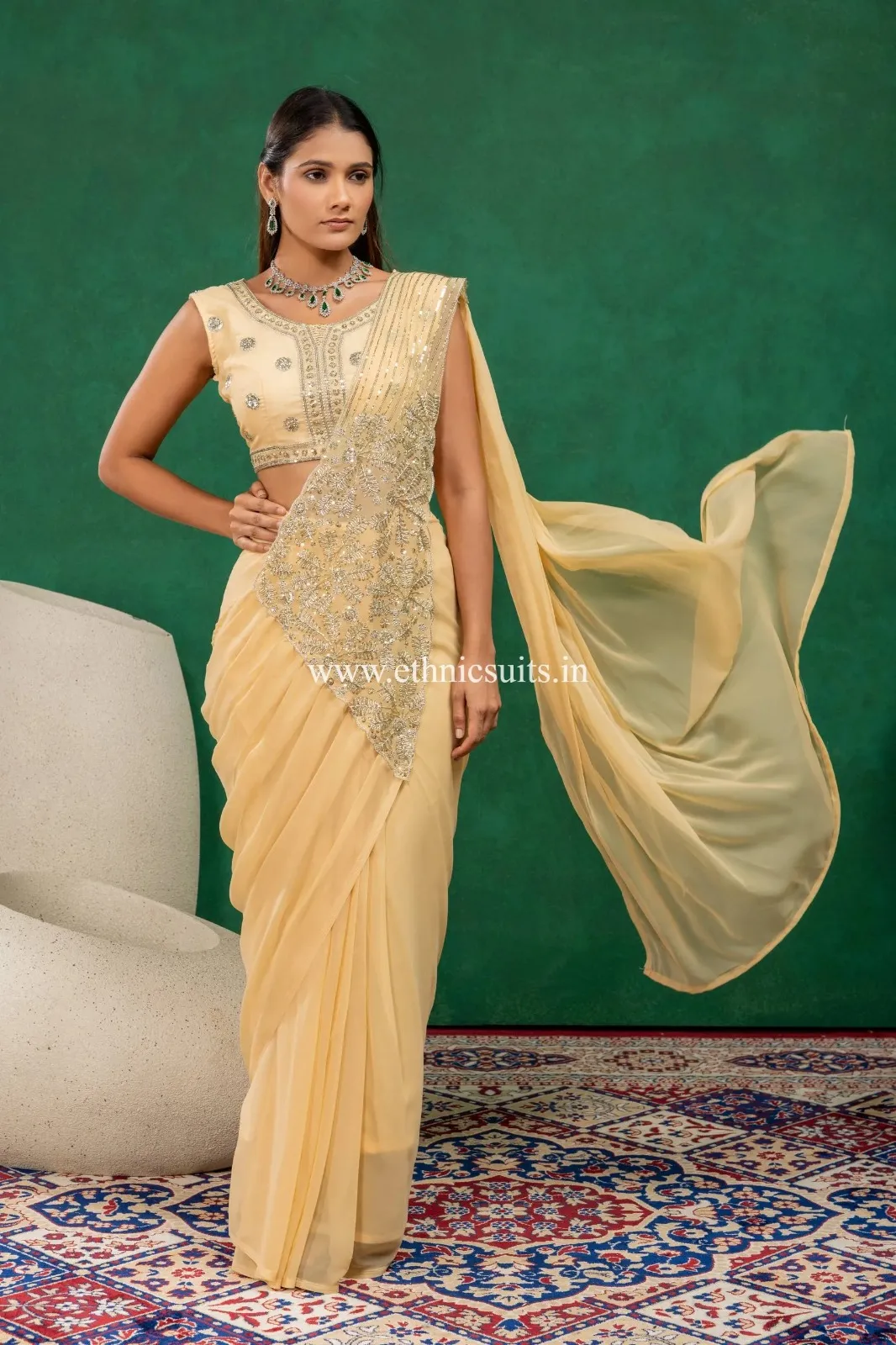 Yellow Color Ready to Wear Saree for Wedding