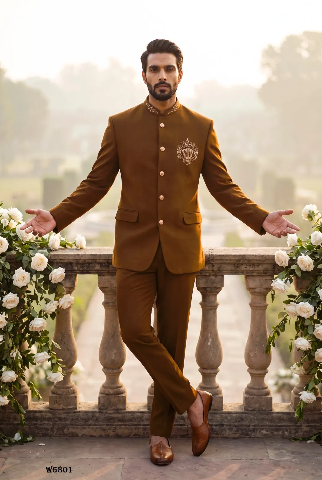 Party and Wedding Wear 2 Piece Brown Jodhpuri Suit For Men Styling for wedding and parties