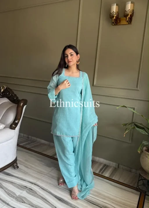 Blue Color Silk Farsi Salwar Suit