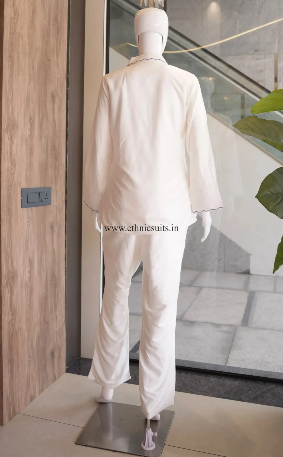 Creme Color Embroidered Airport Look Co Ord Set
