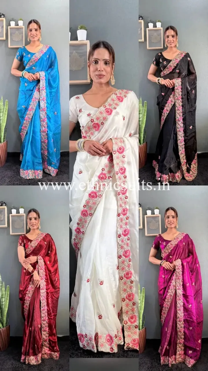 Festive Wear White Ready to Wear Saree for Women