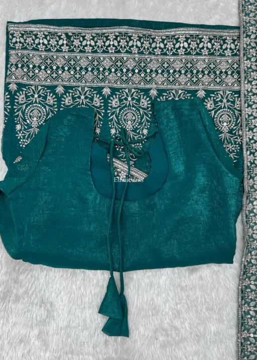 Green Color Bell Bottom Salwar Suit