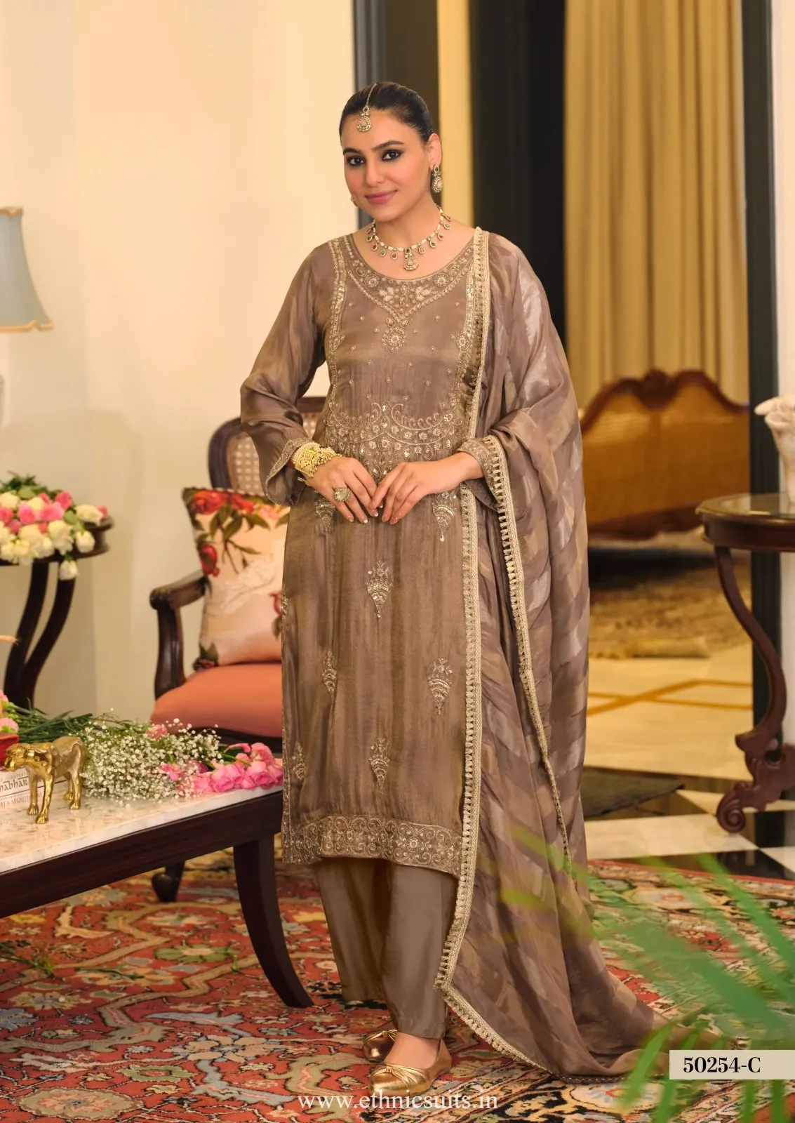 Premium Brown Color Shalwar Kameez for Wedding
