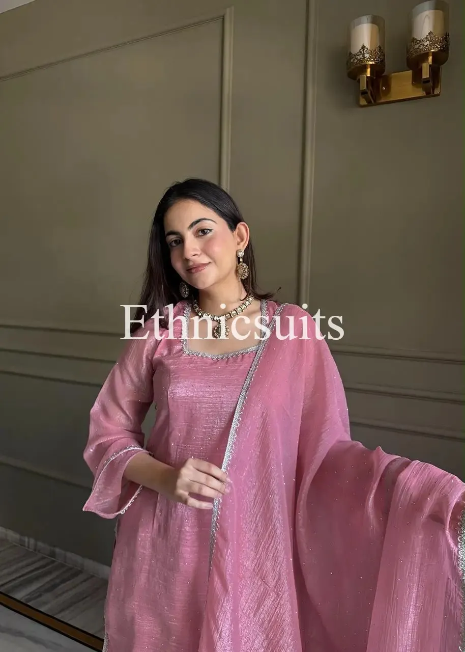Readymade Farsi Salwar Suit in Pink Color