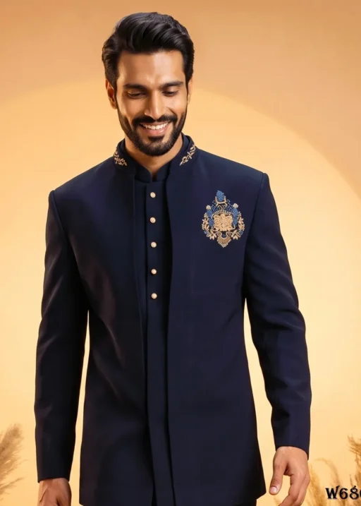 Royal Blue Handwork Jodhpuri Suit for Men