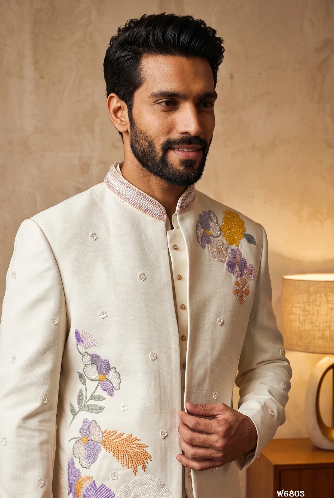 White Color 3 piece Jodhpuri Suit for Men