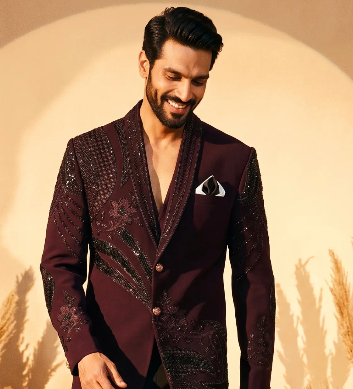 Wine Color Wedding Wear Blazer for Men