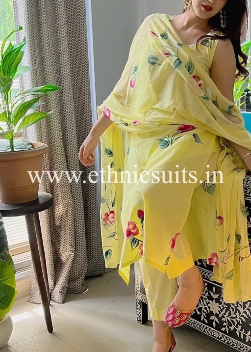 Yellow Sleeveless Kurta Set for Girls